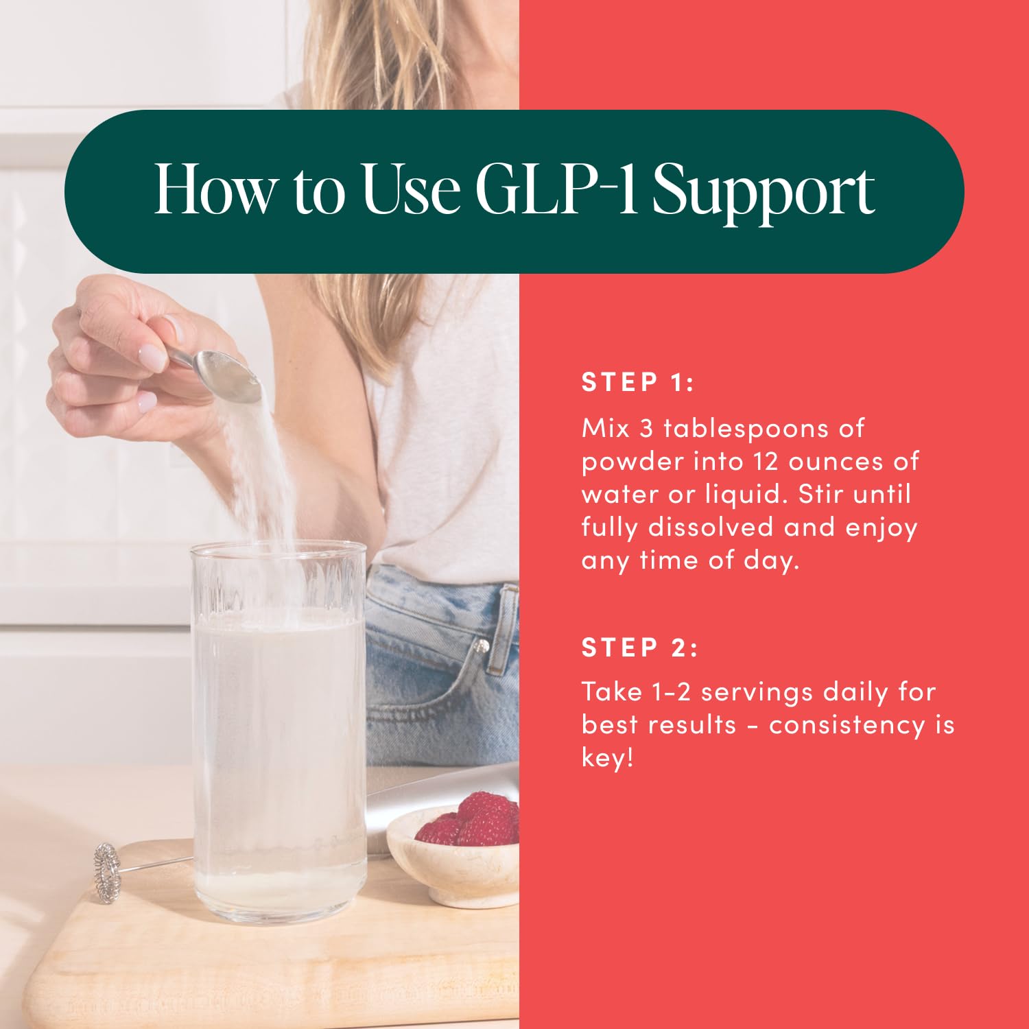 Bio.me GLP-1 Support fiber powder highlighting digestion support