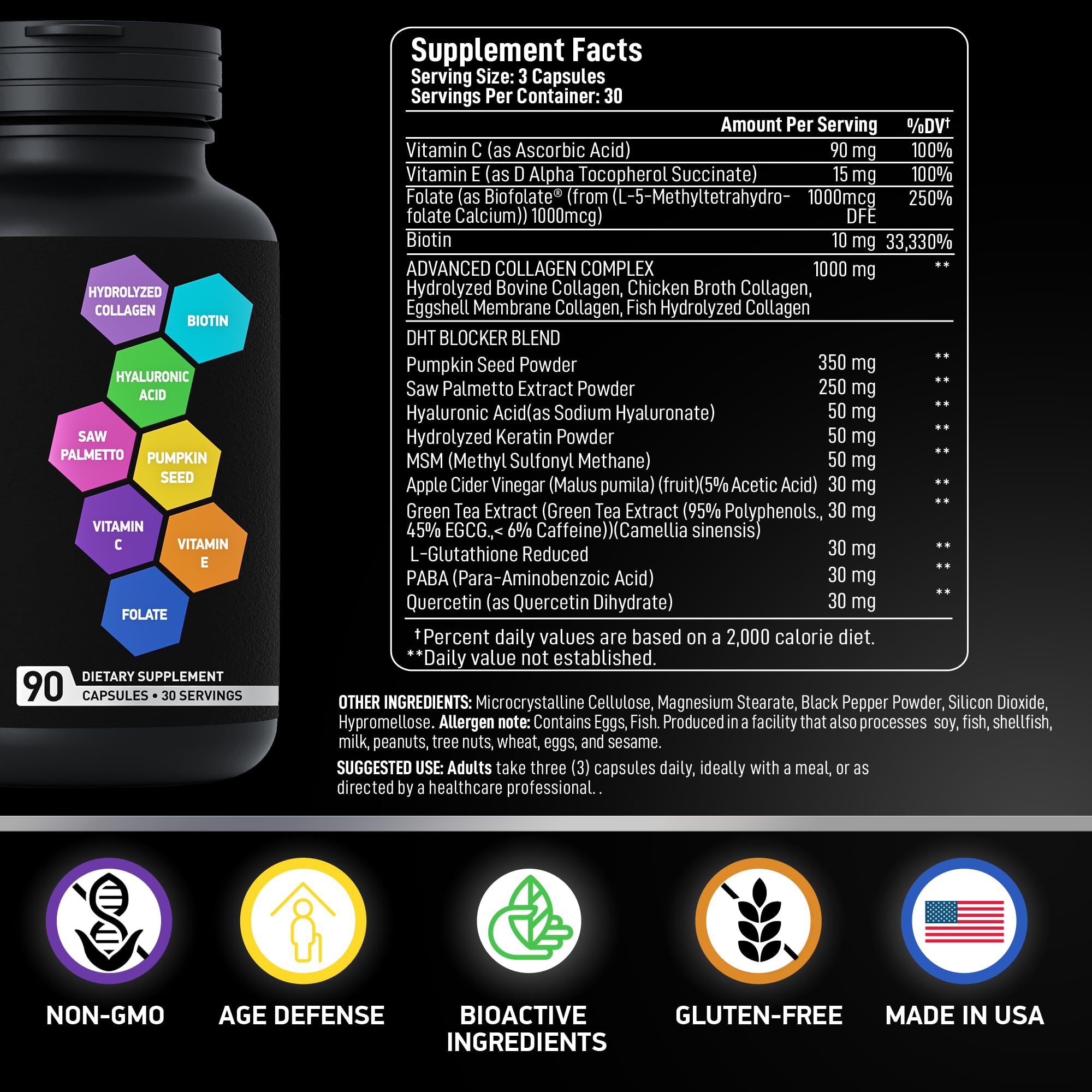 BIOACTIVE LABS Age Defense hyaluronic acid supports skin hydration.