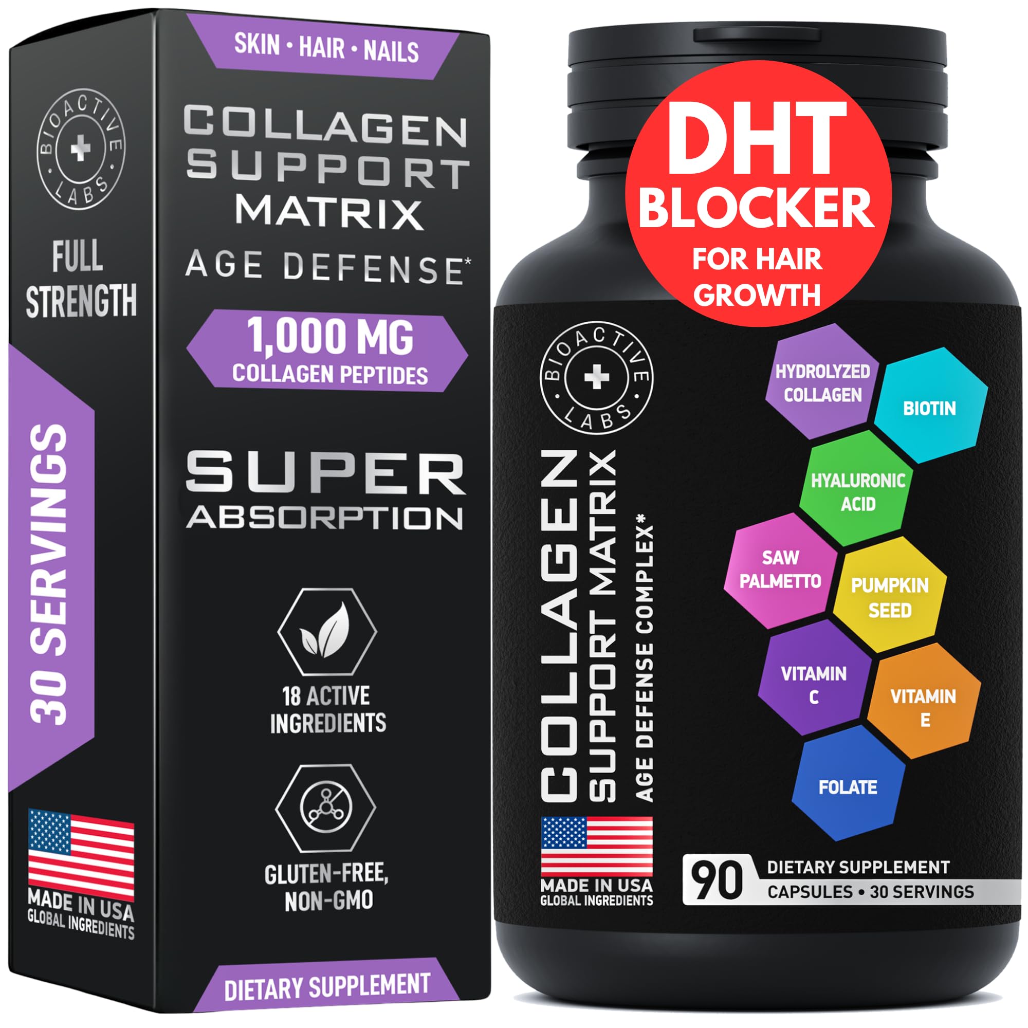 BIOACTIVE LABS Age Defense bottle with lifestyle shot for daily use.