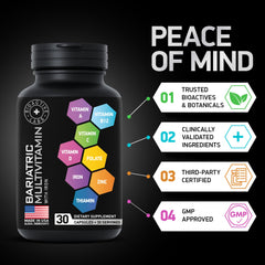 BIOACTIVE LABS bariatric multivitamin capsule closeup showing iron and essential micronutrients