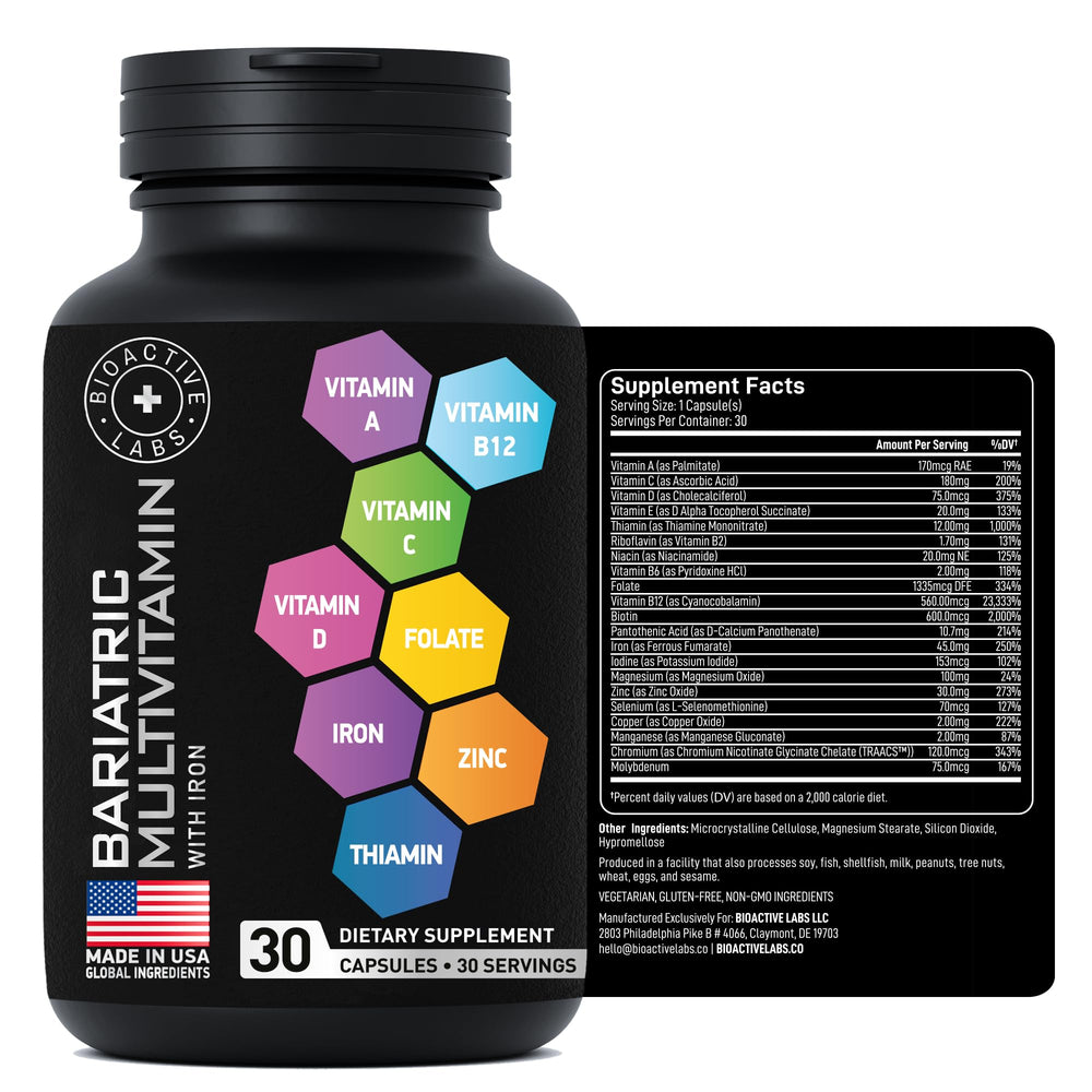 BIOACTIVE LABS bariatric multivitamin use scenario showing one capsule daily for recovery support
