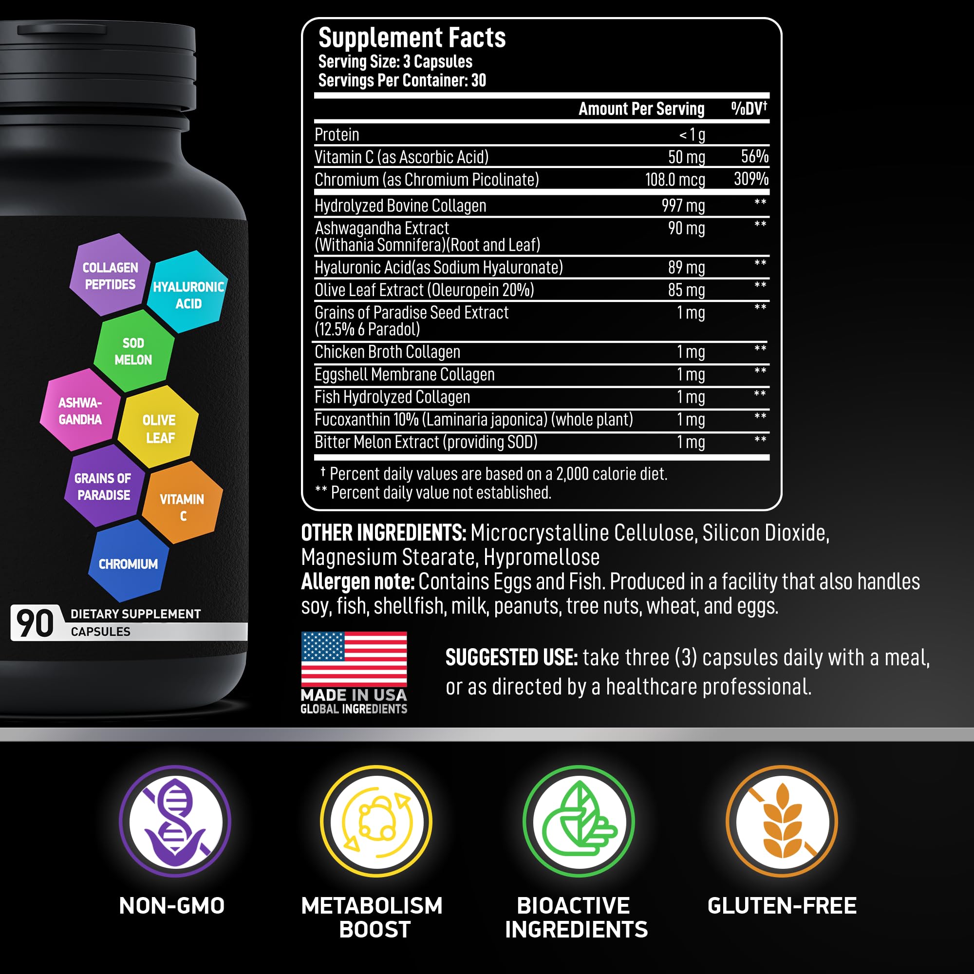 BIOACTIVE LABS multi-collagen blend close-up highlighting diverse collagen sources