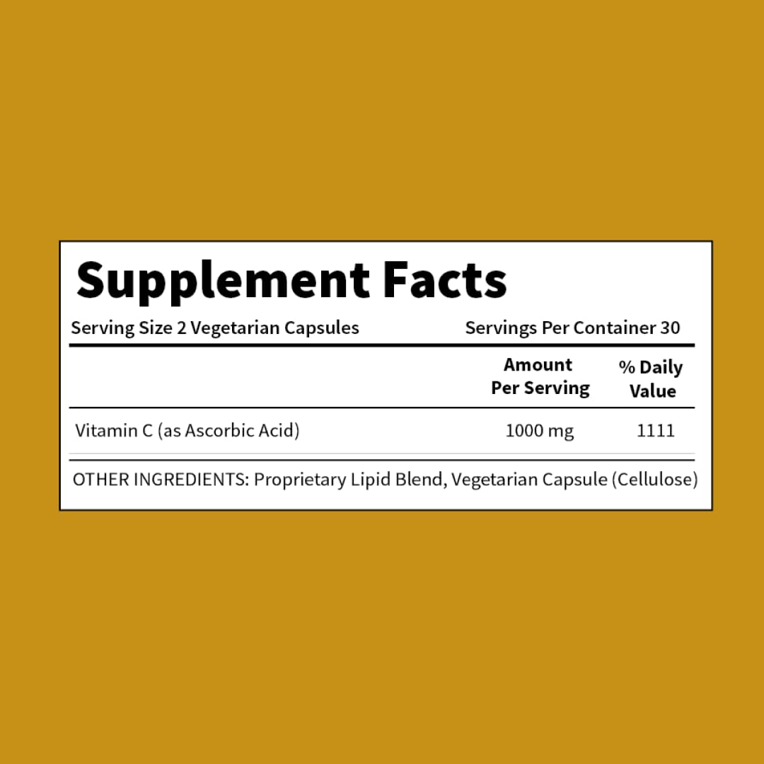 BioAvailable Liposomal Vitamin C label shows vegan and gluten-free badge.