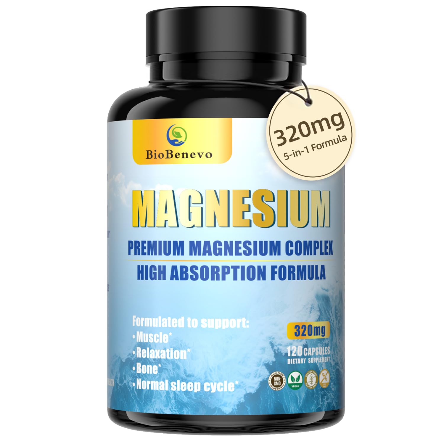 BioBenevo Magnesium Complex bottle ready for daily use and high absorption.