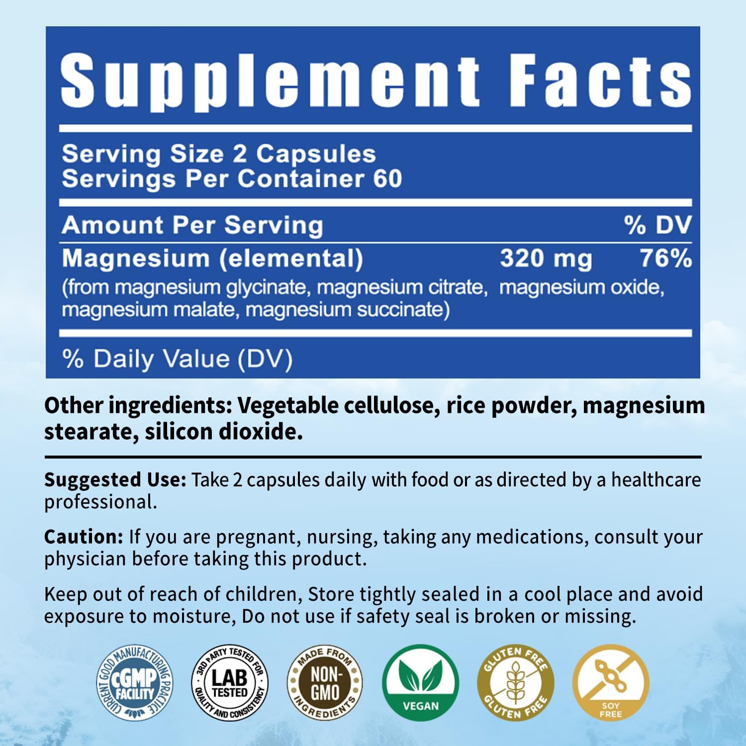 Packaging shows third-party purity testing for BioBenevo Magnesium Complex.
