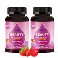 Biobor Beauty Gummies bottle front highlighting beauty support for hair and nails