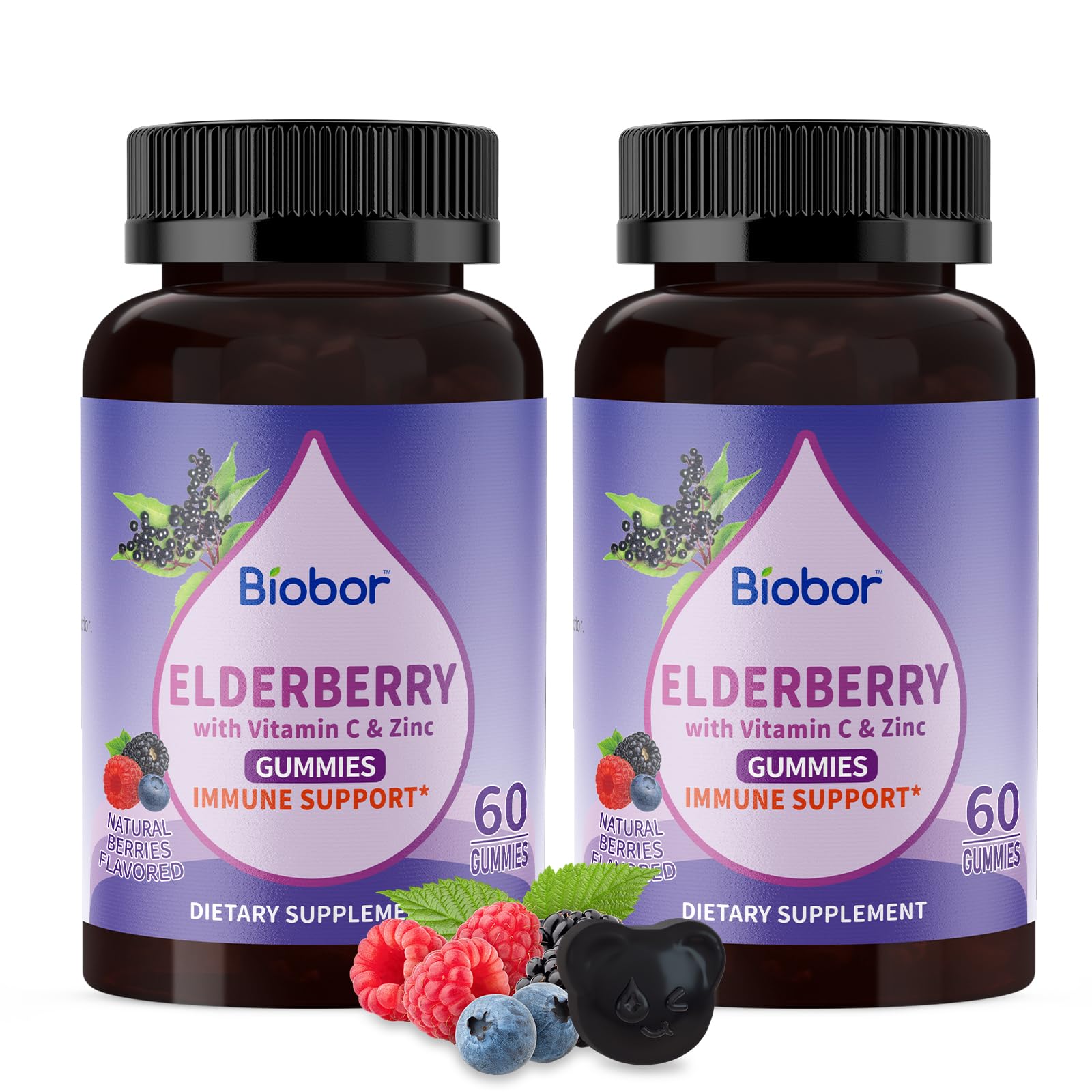 Biobor ElderCraft gummies bottle highlights daily immune support.