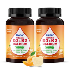 Biobor Vitamin D3 K2 Gummies bottle front highlighting bone health benefits.