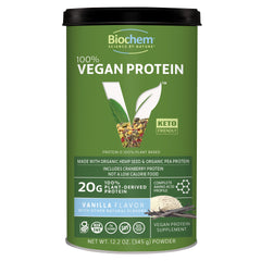 Biochem vegan protein powder scoop ready for precise post-workout fueling.