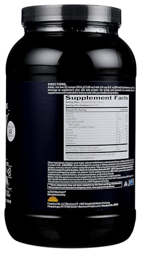 Biochem Whey Isolate Vanilla label confirms gluten-free and keto-friendly standards.