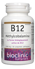 Bioclinic Naturals B12 lozenge packaging label with clear product details