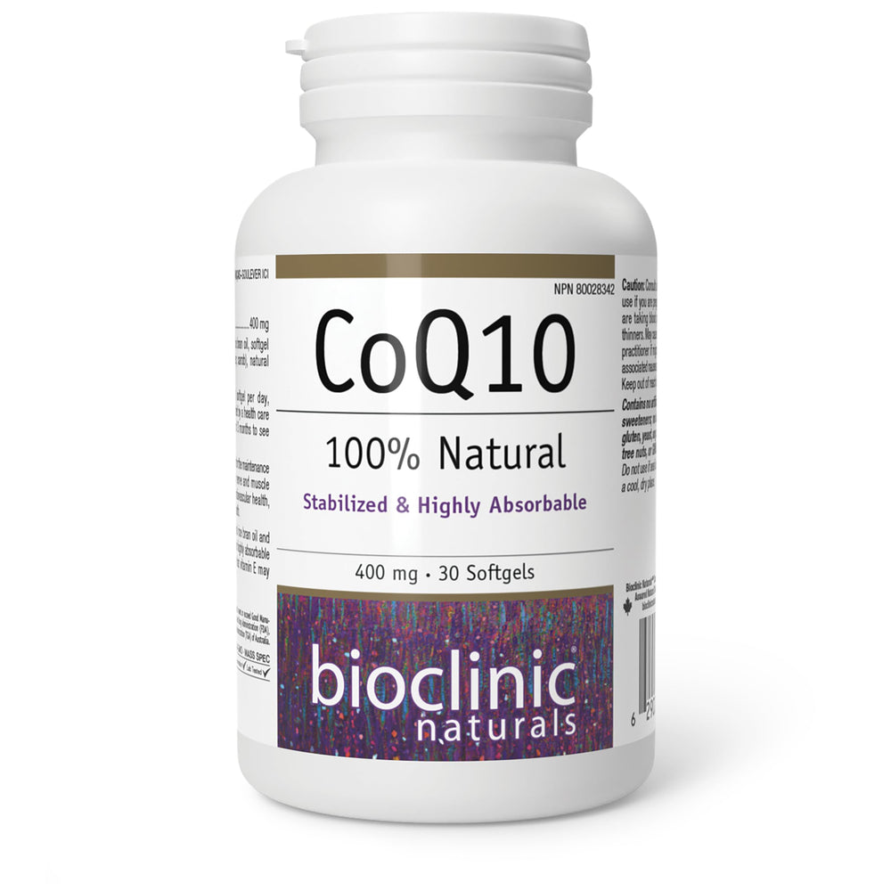 Bioclinic Naturals CoQ10 400 mg bottle ready for daily cardiovascular support.
