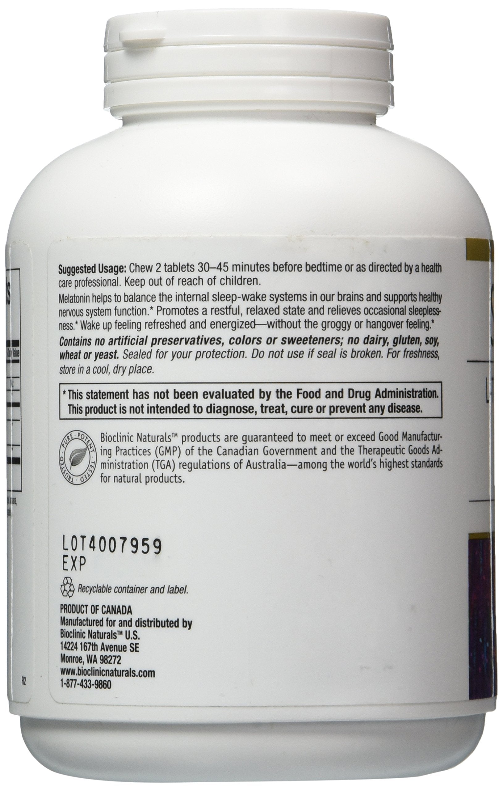 Bioclinic Naturals Somno Pro tablets closeup, ready-to-chew nightly calm.