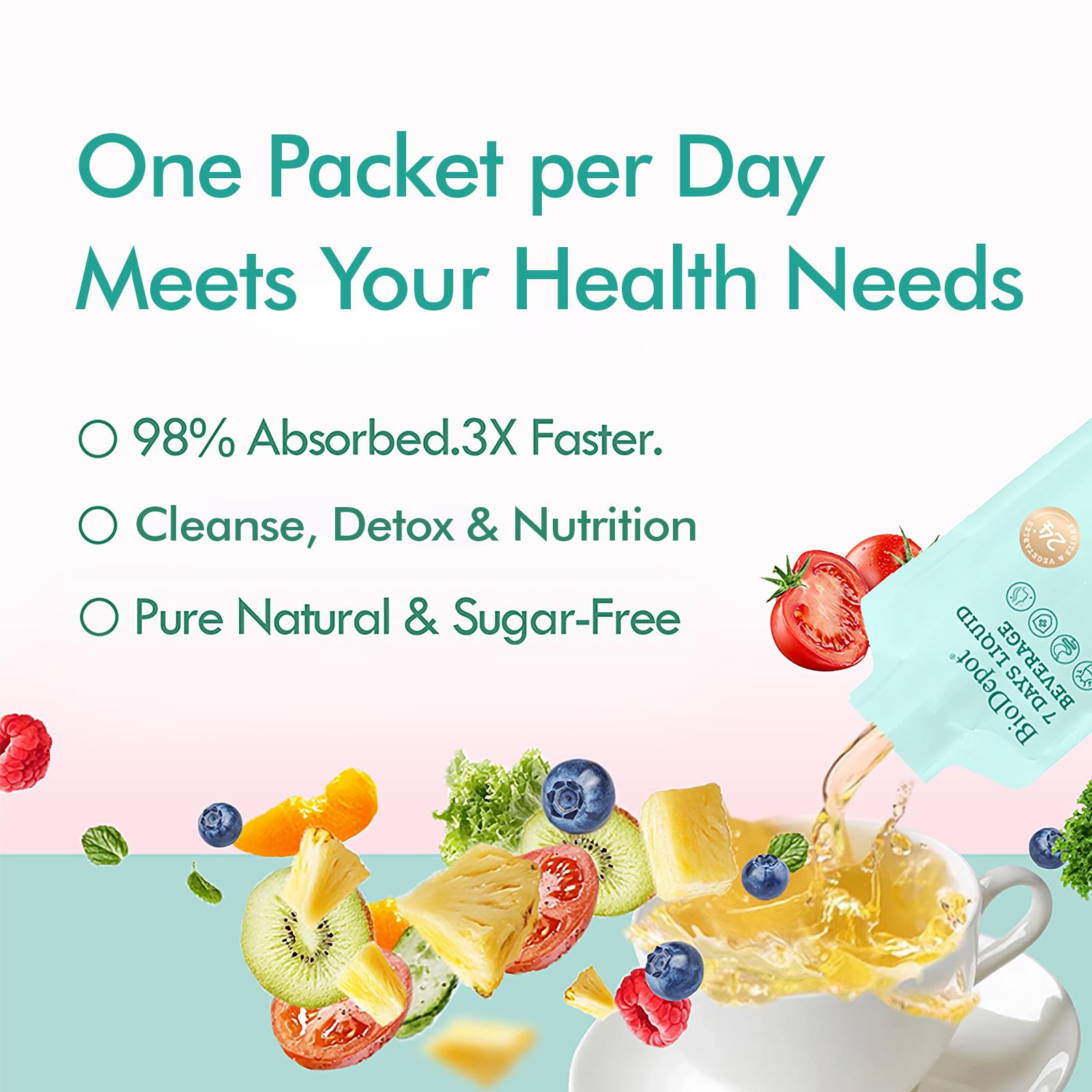 Biodepot 7 Days natural ingredients view highlights no artificial flavors or colors