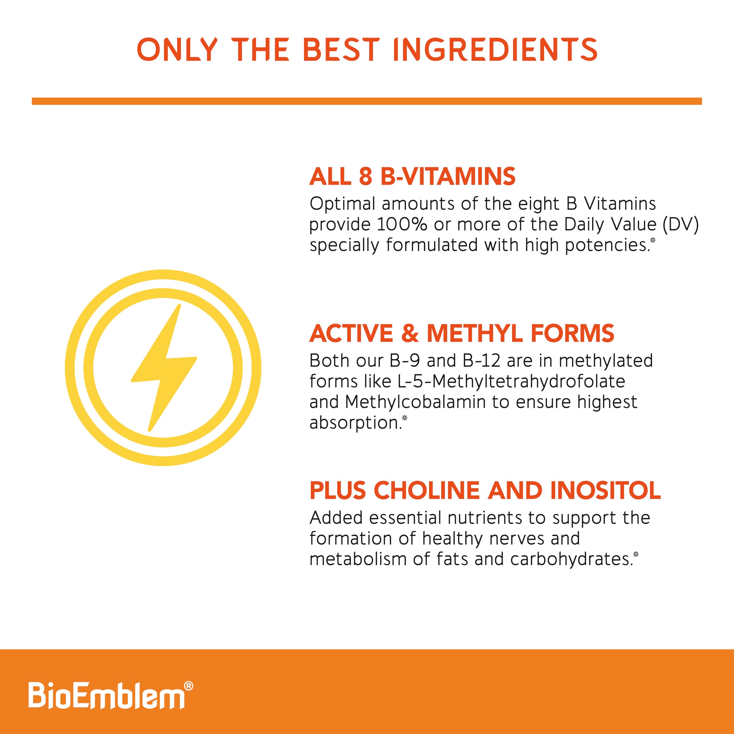 BioEmblem B-Complex vegan capsules on a clean background for a pure supplement choice.
