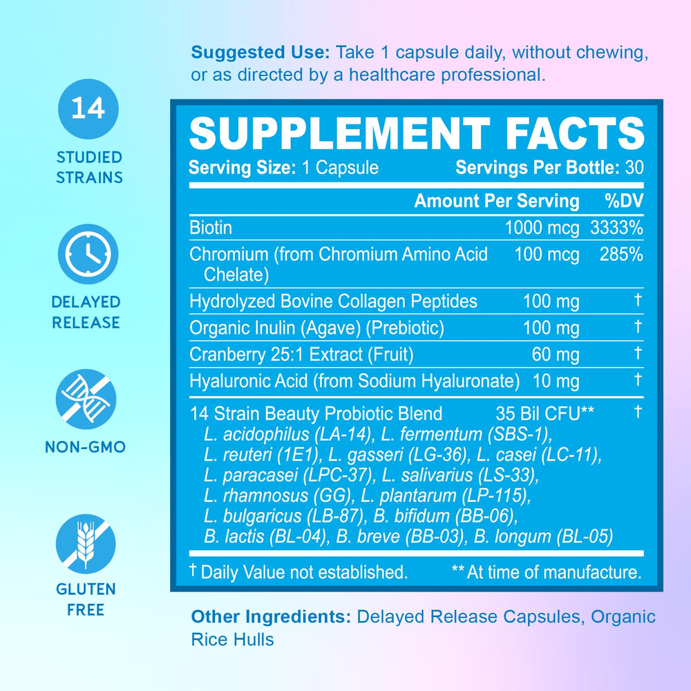 BioEmblem Biotin and collagen blend supports radiant skin, hair, and nails