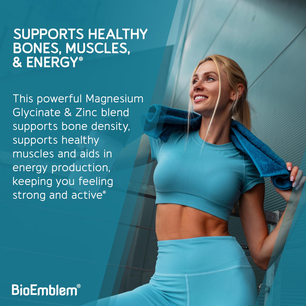 BioEmblem bottle on kitchen counter suggests a simple daily supplement routine.