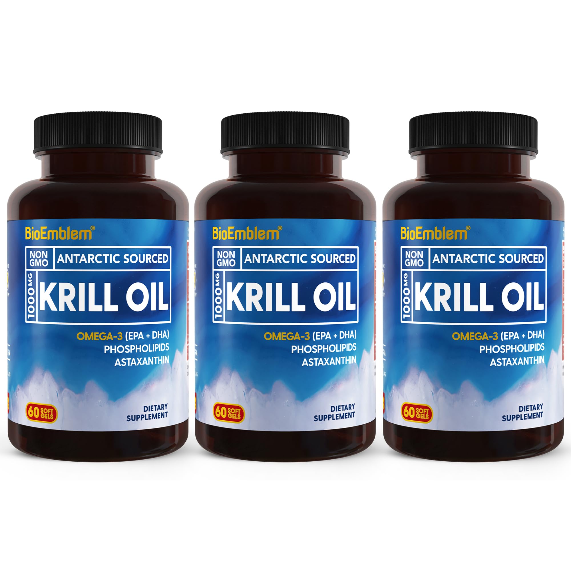 BioEmblem Krill Oil bottle showcasing premium softgels for daily omega-3 support