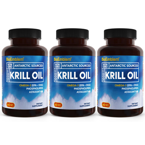 BioEmblem Krill Oil bottle showcasing premium softgels for daily omega-3 support