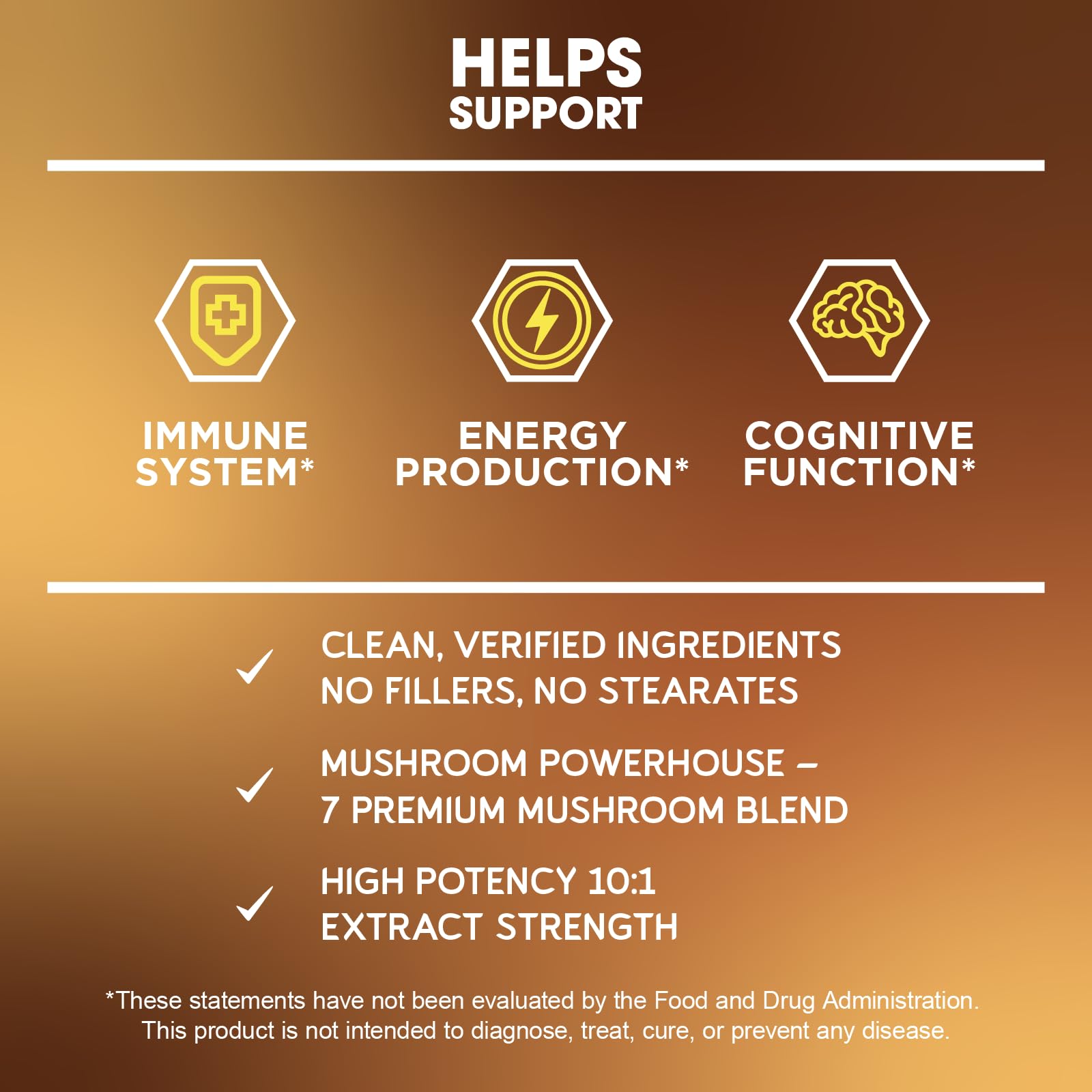 BioEmblem Mushroom Complex USA-made badge signaling quality and purity.