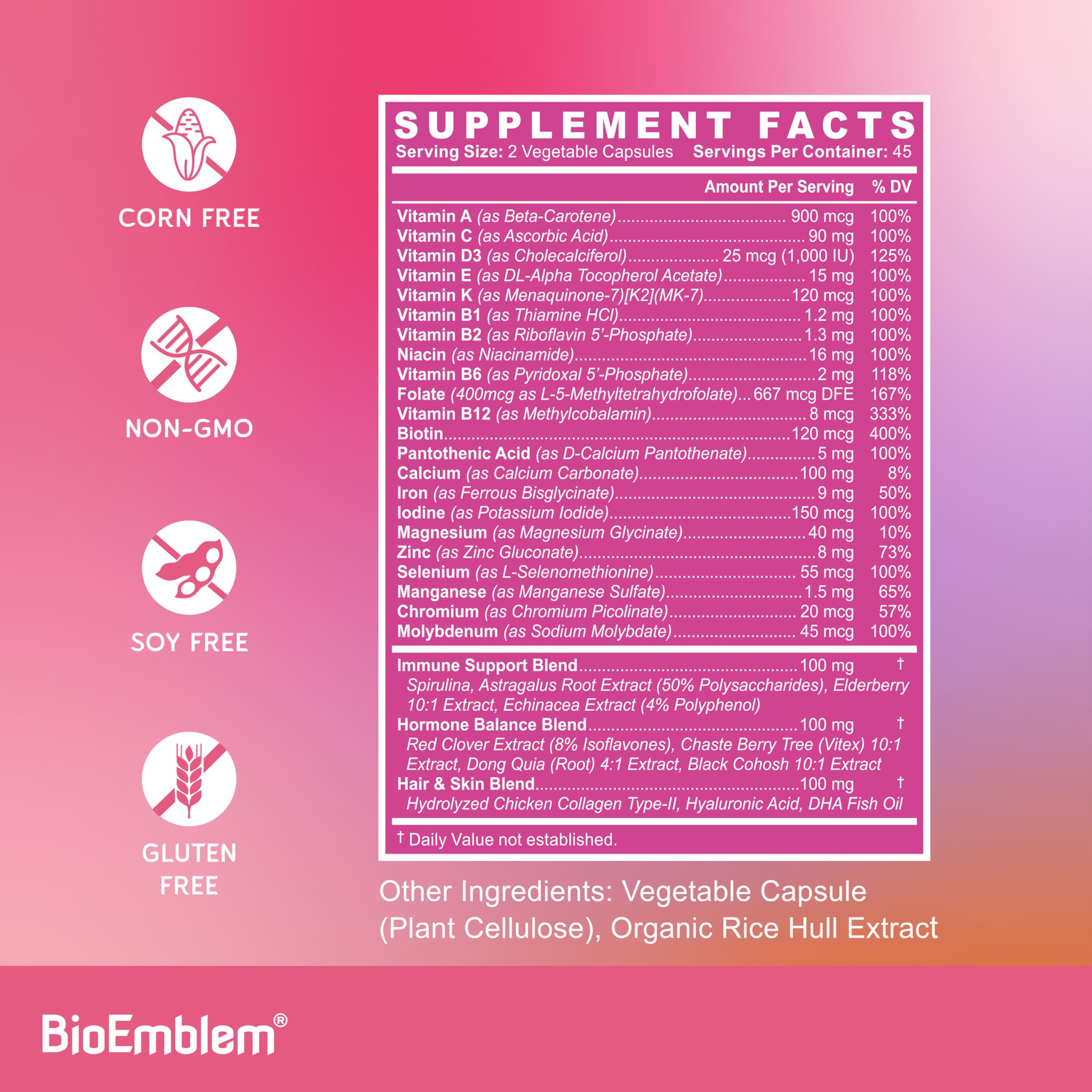BioEmblem bottle with Made in USA stamp signals quality and safety for daily use.
