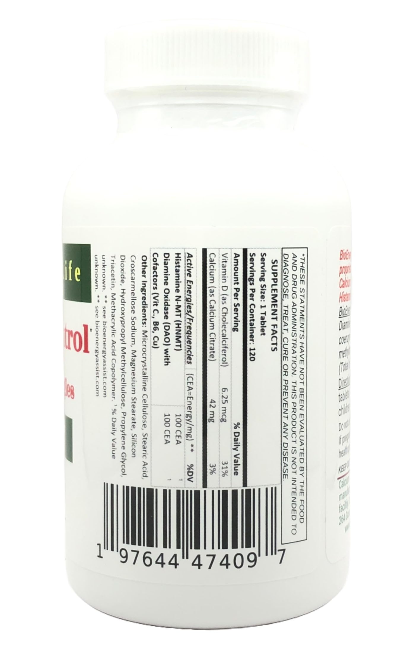 BioEnergyLife Histamine Control capsule core visible in macro shot of capsule.
