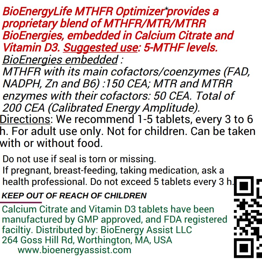 BioEnergyLife MTHFR Optimizer label close-up showing GMP quality and blended cofactors