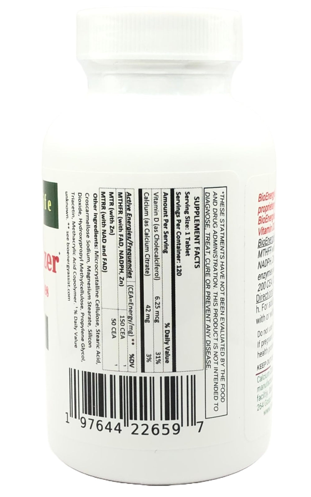 BioEnergyLife MTHFR Optimizer tablets pile, 120-count supply for ongoing use