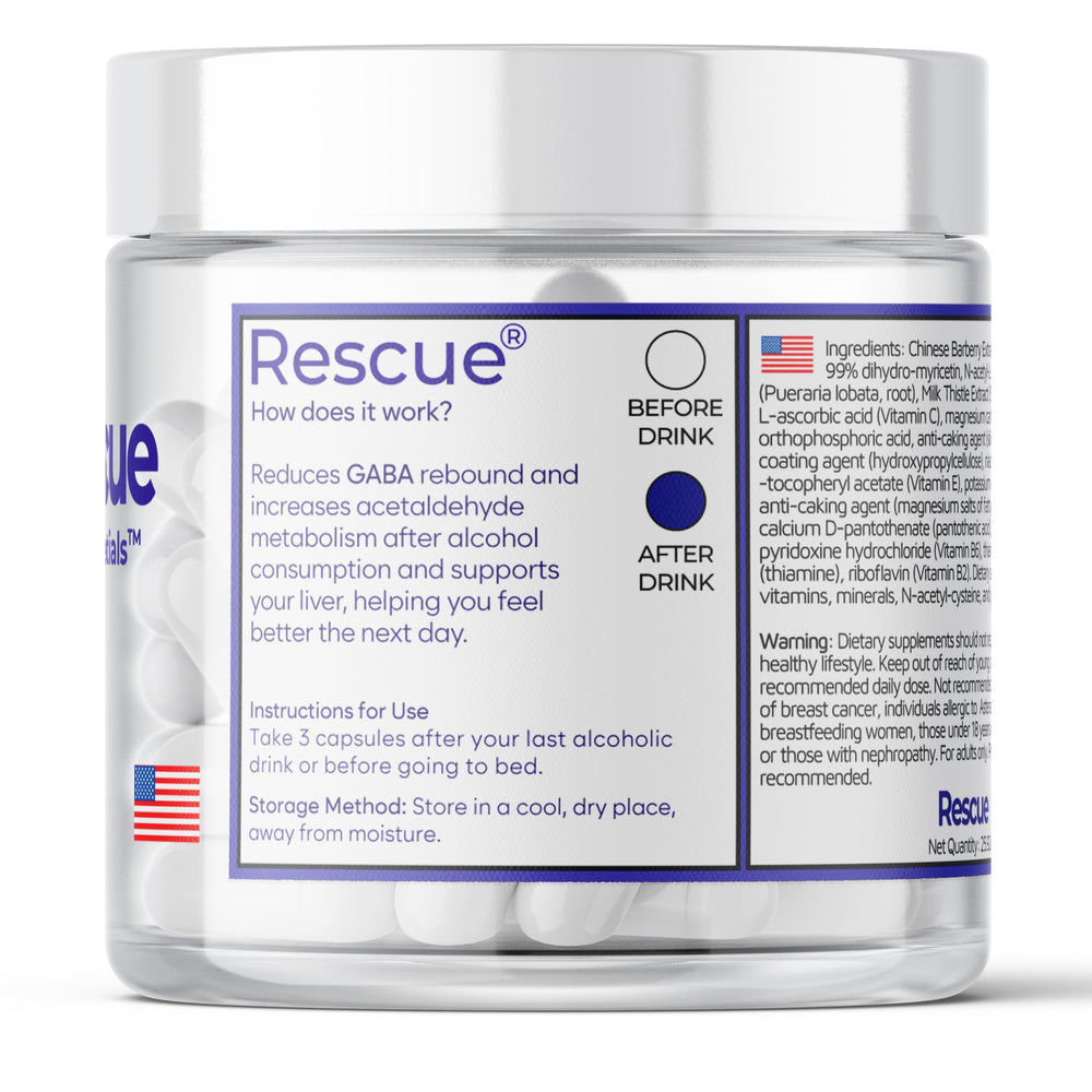 BioEssentials Rescue capsules closeup highlighting vegan formula