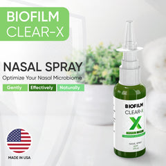 BioFilm Clear-X spray dispenser shown for easy daily use.