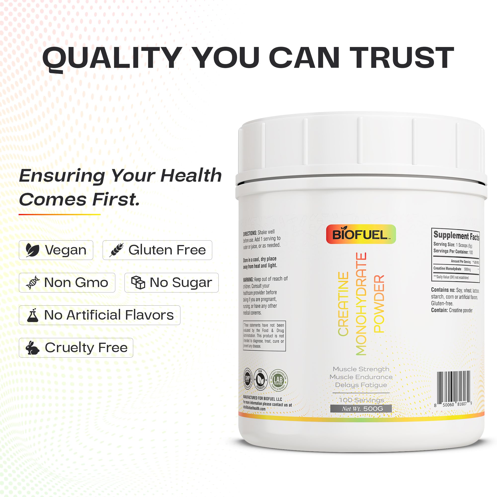 Pouring Biofuel Creatine Monohydrate Powder into water supports endurance.