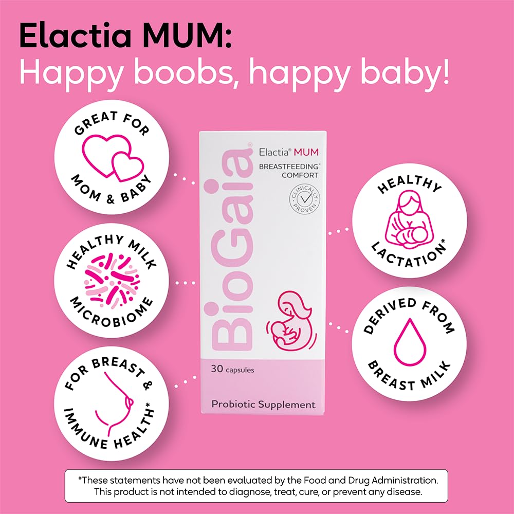 BioGaia Elactia mom-baby breastfeeding scene conveys comfort and routine.