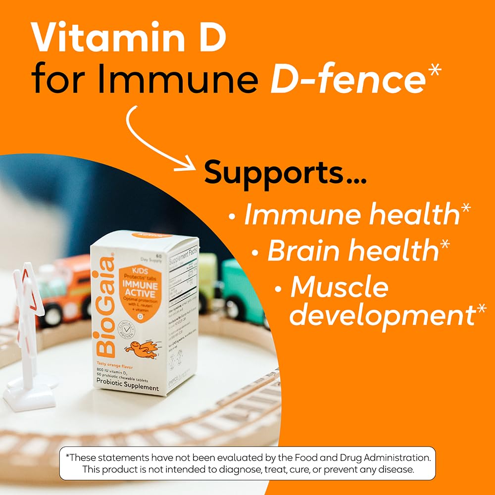 BioGaia Immune Active Kids orange chewable close-up