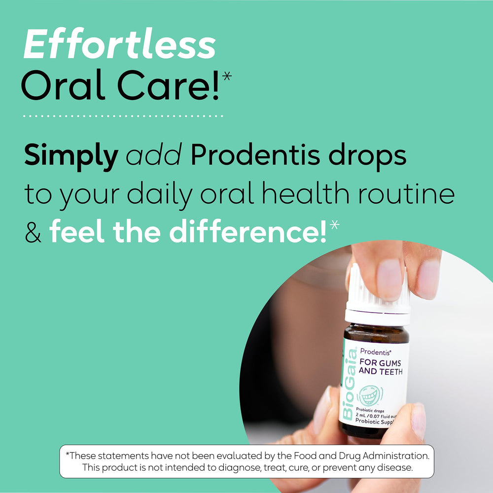 Five drops in mouth depicted for effortless daily oral care.