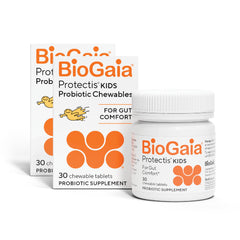 BioGaia Protectis front packaging shows kid-friendly probiotic for daily comfort.