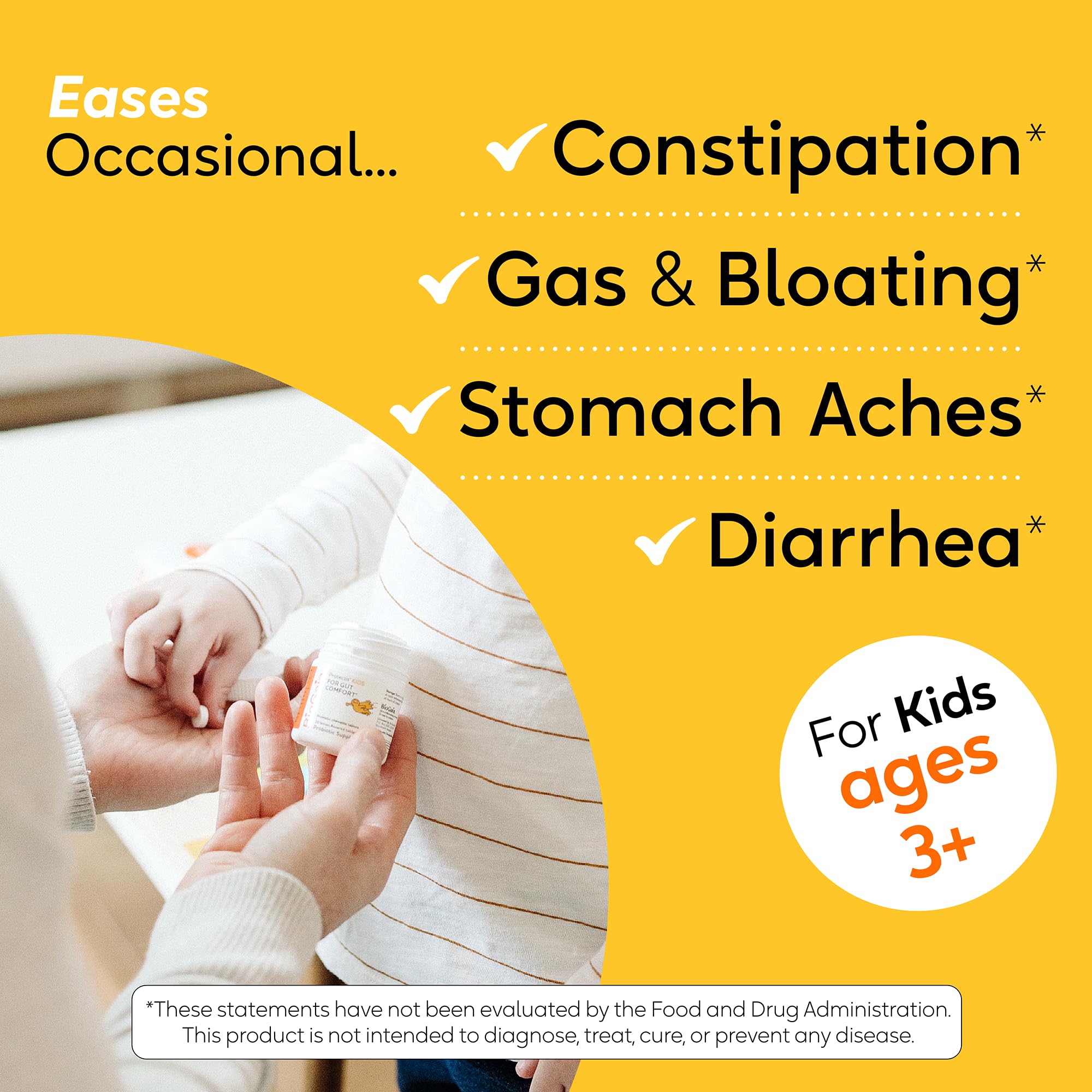 Kid consumes one tablet as part of daily care at home.
