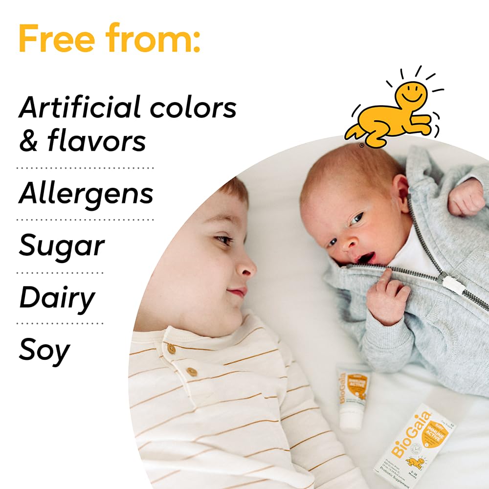 BioGaia Vitamin D baby drops dose spoon showing balanced daily intake.