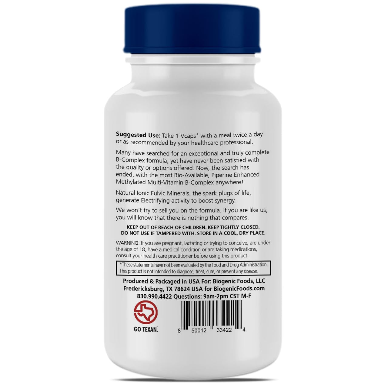 Family-owned sourcing emphasis in Methylectric B-50 packaging shot.