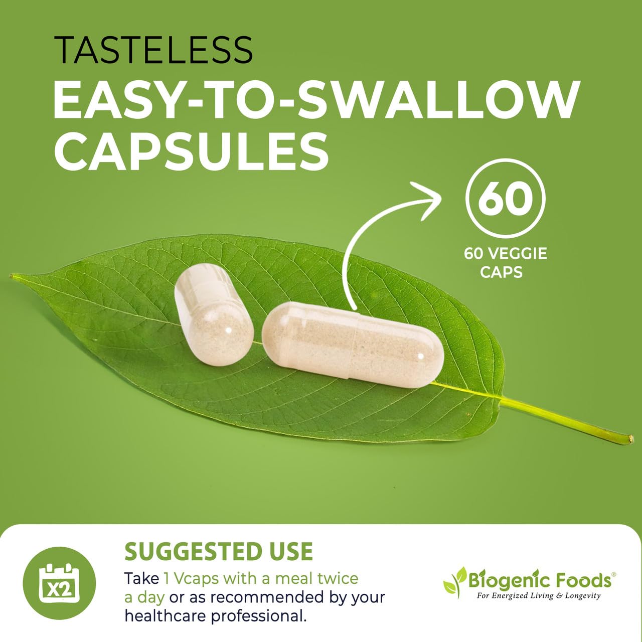 Biogenic Foods Methylectric B-50 veggie capsule close-up on vegan-friendly formulation.