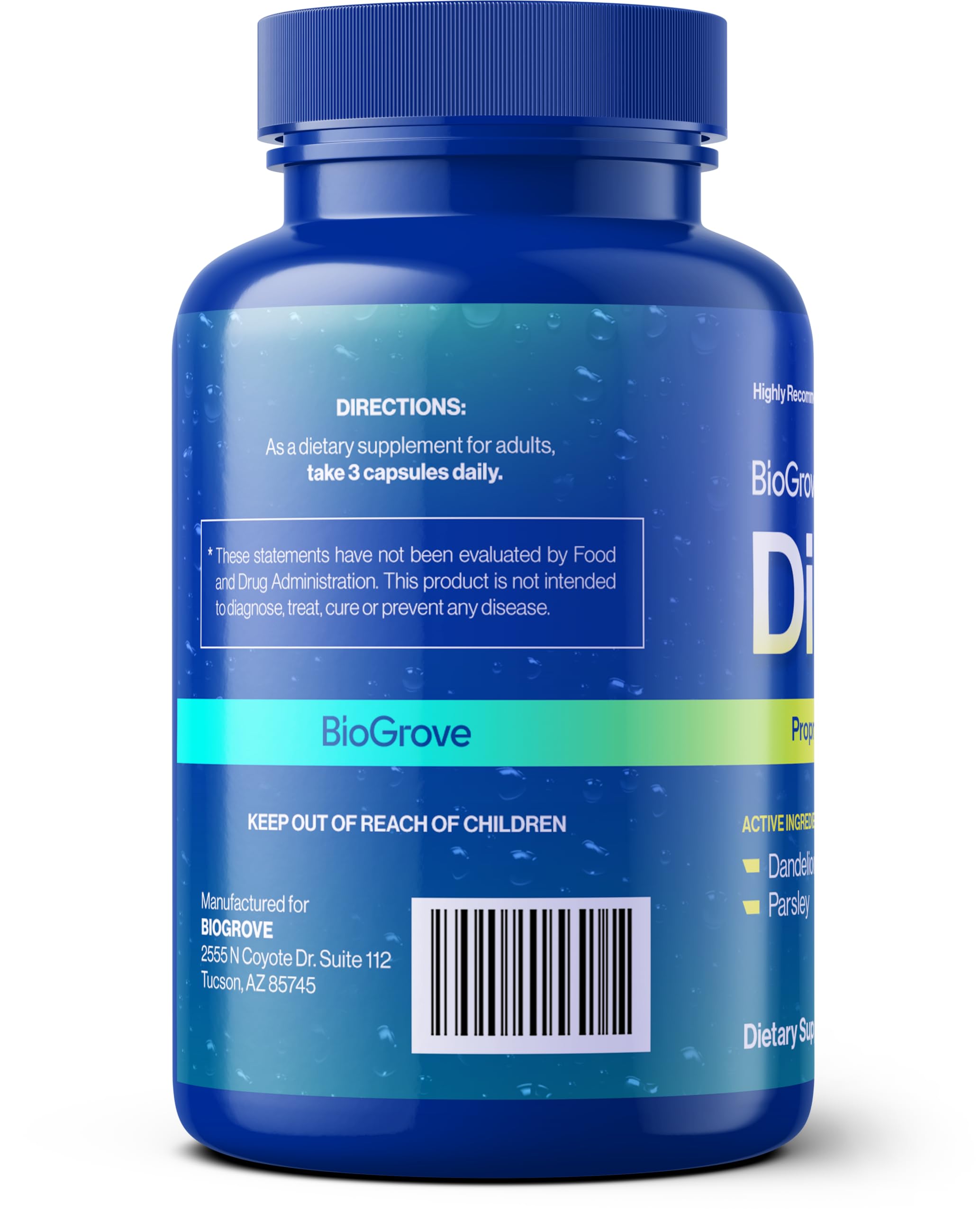 BioGrove Diulite bottle beside a glass of water for hydration-friendly use