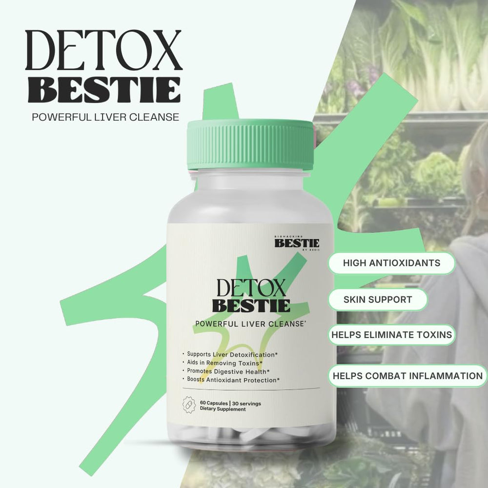 Biohacking Bestie Detox Bestie bottle pour, easy daily intake after meals