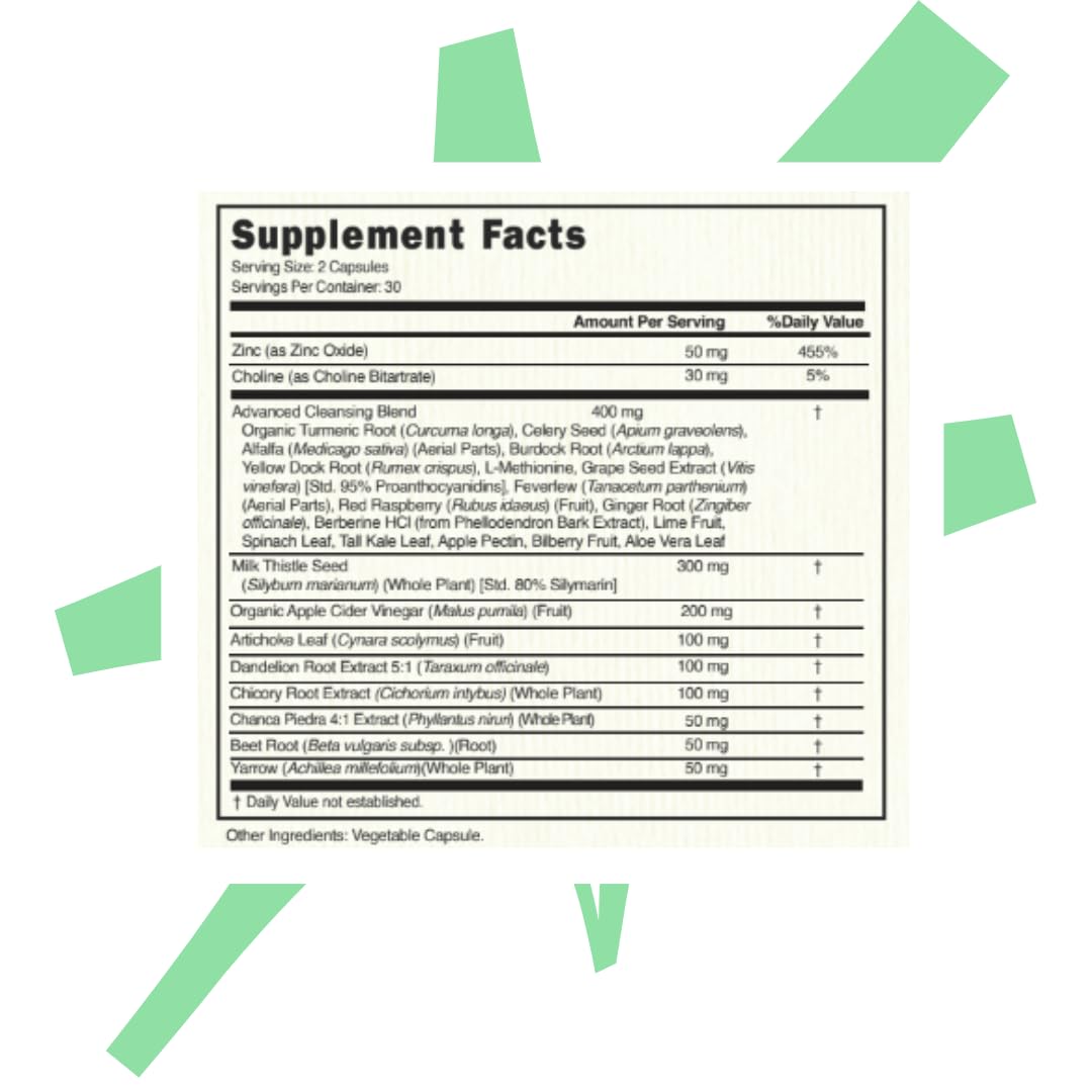 Apple cider vinegar blend note on Detox Bestie packaging for digestion