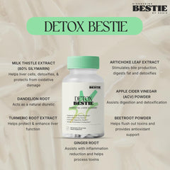 Beetroot ingredient highlight on Detox Bestie label signaling antioxidant support