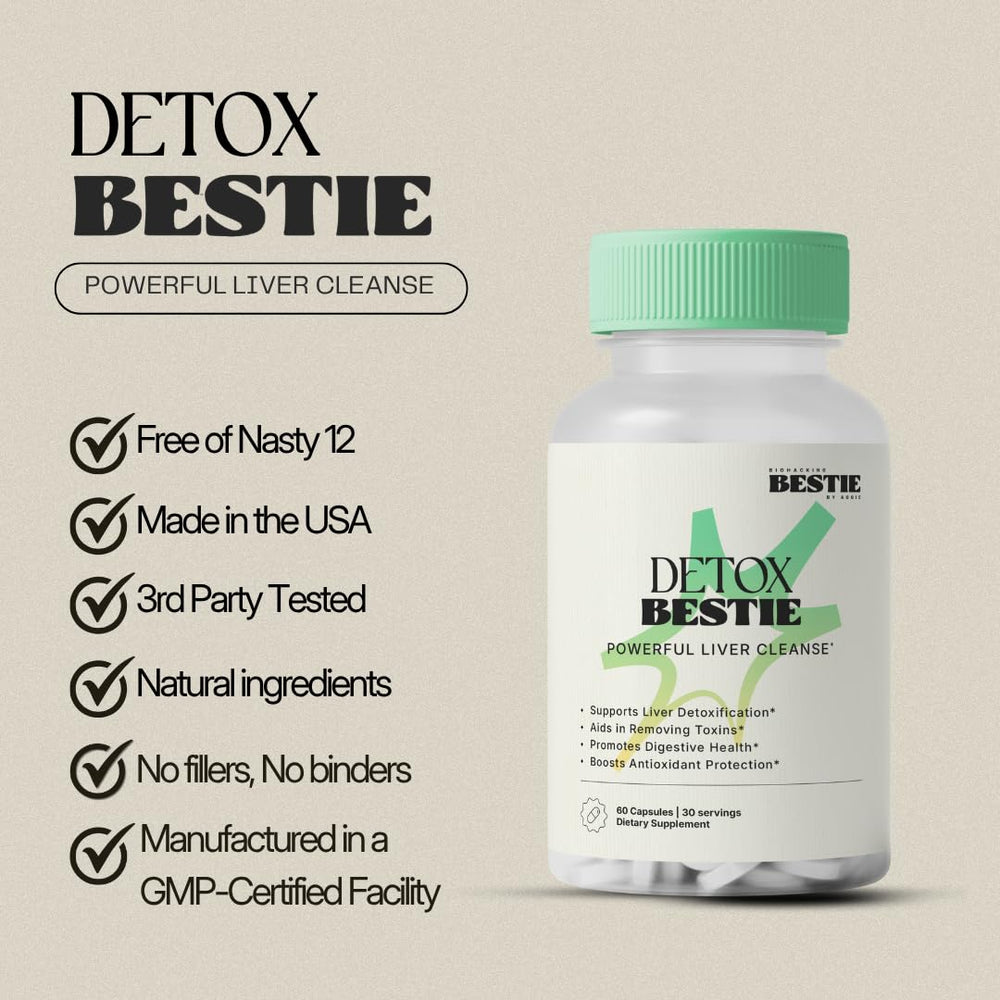Turmeric capsule component visible in Detox Bestie, supporting digestive harmony