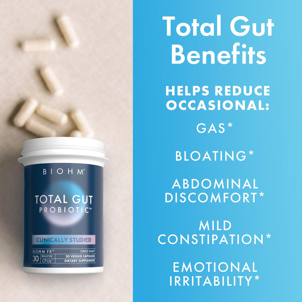 BIOHM Total Probiotic taken with meal suggests convenient use during daily diet.