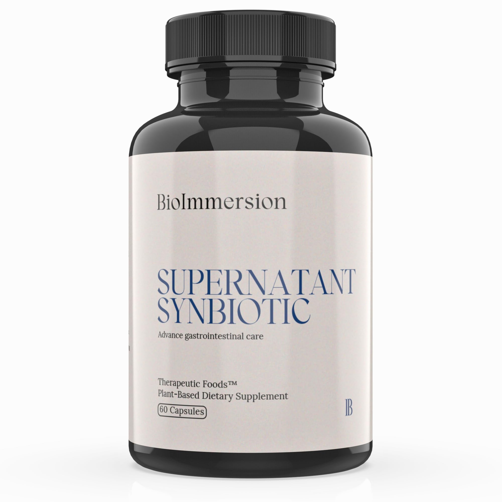 BioImmersion Supernatant Synbiotic bottle highlights digestion support and gut balance