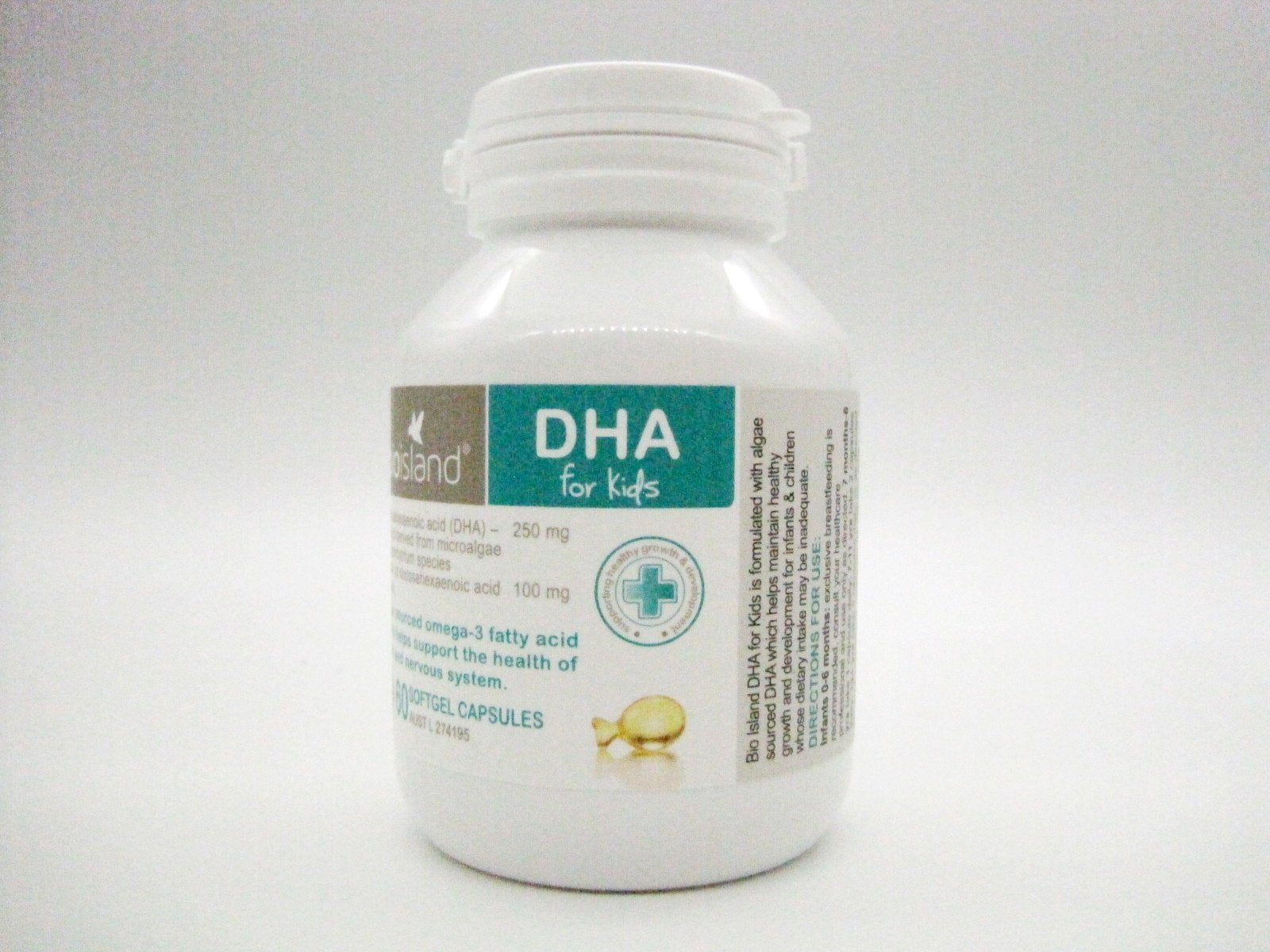 Bio Island DHA Kids soft-gel capsules for easy daily DHA supplementation.