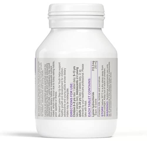 Australian-import Bio Island Lysine Step Up reinforces youth daily nutrition.