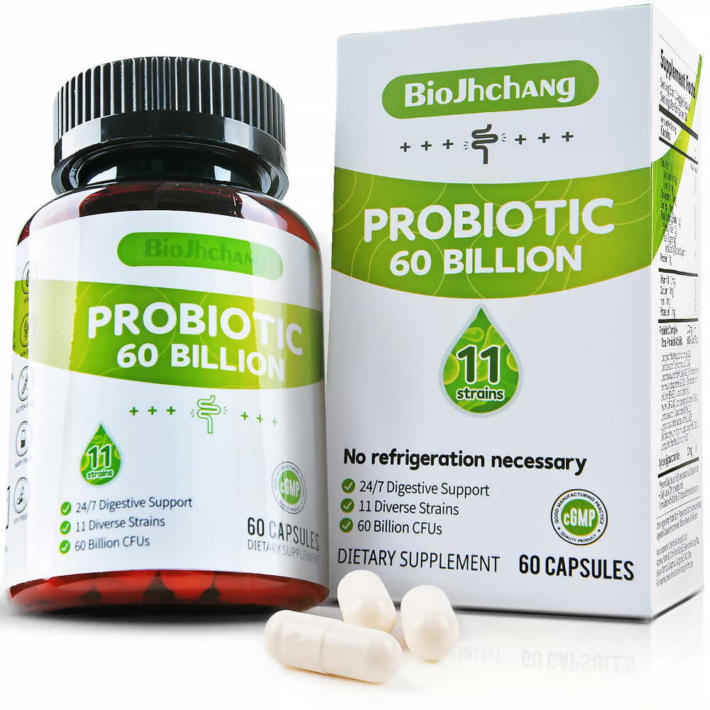 BioJhchang Probiotics 60Billion bottle supports digestive balance and immune health.