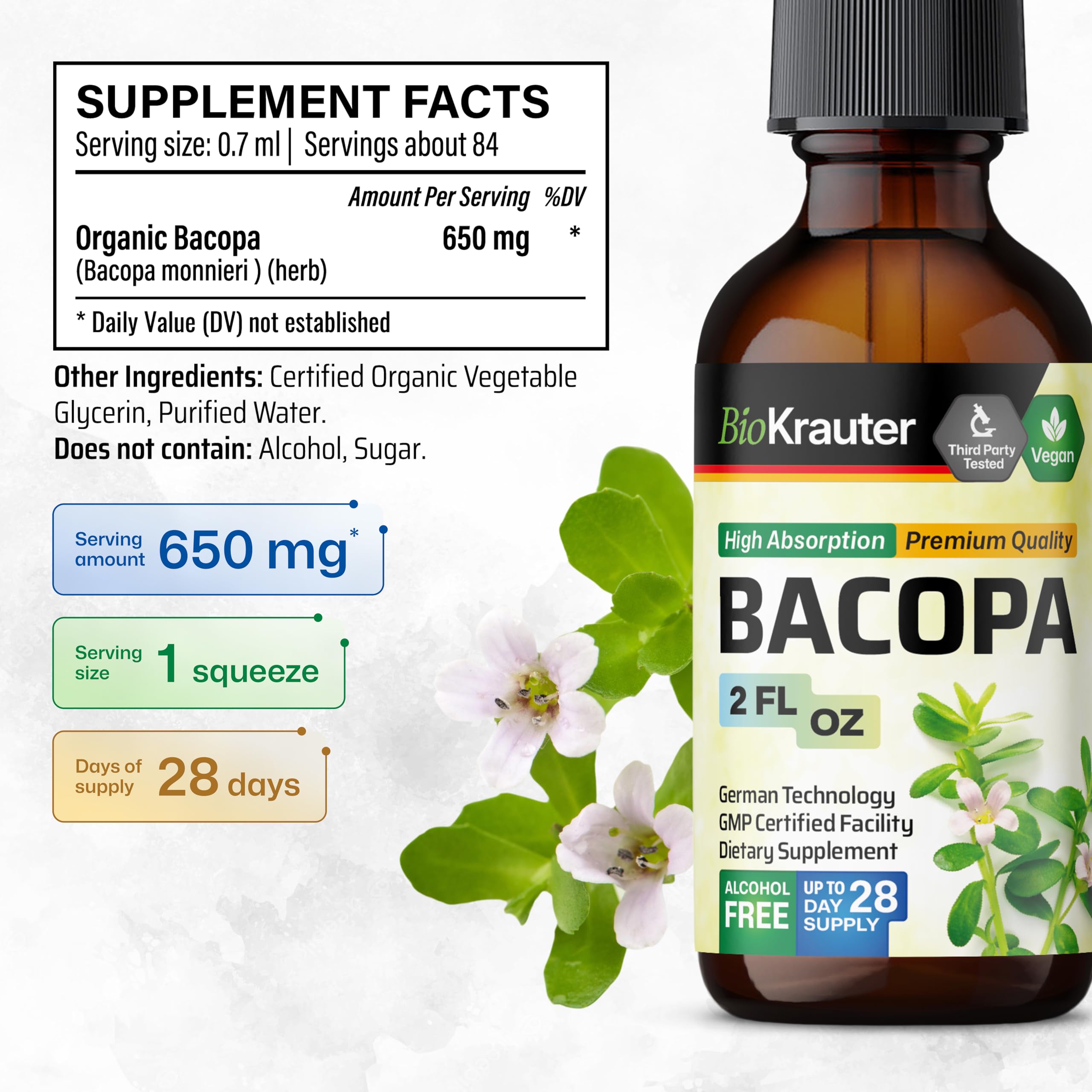 BIO KRAUTER Bacopa mix with water for a simple daily ritual.